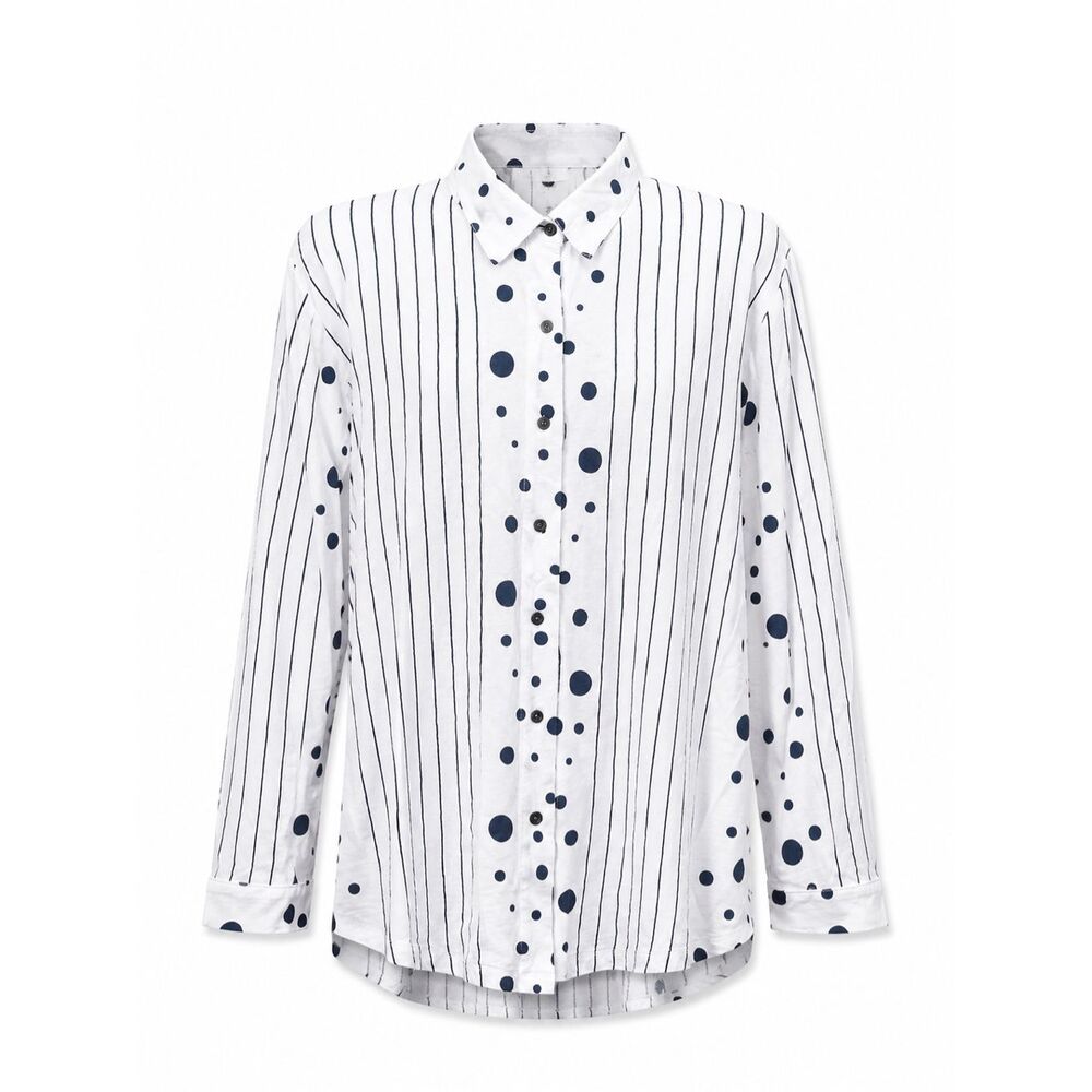 Wild Palms Mixed Stripe Polka Dot Cotton Button Shirt XXL NWT